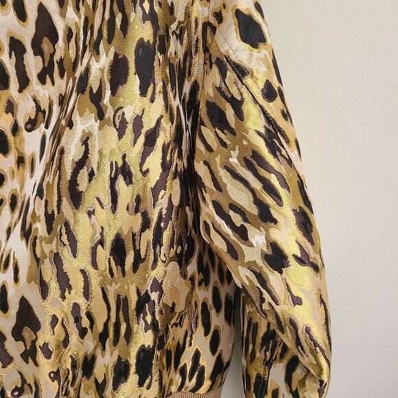 BANANA REPUBLIC BOMBER JACKET Size S LEOPARD Animal Satin Jacquard NEW - Picture 8 of 11